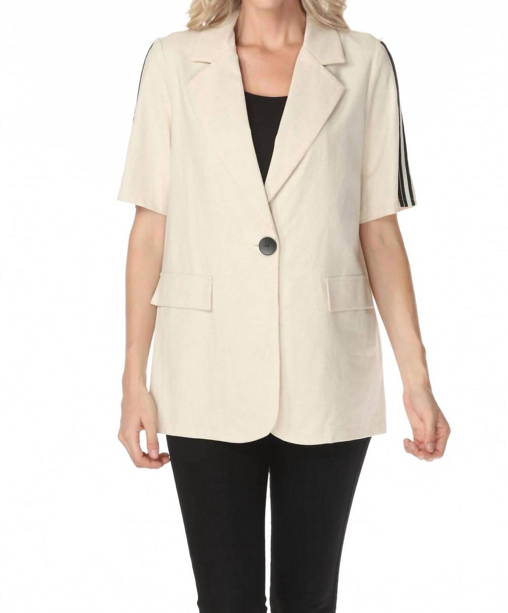 NEW JOSEPH RIBKOFF side stripe linen blazer jacket in natural